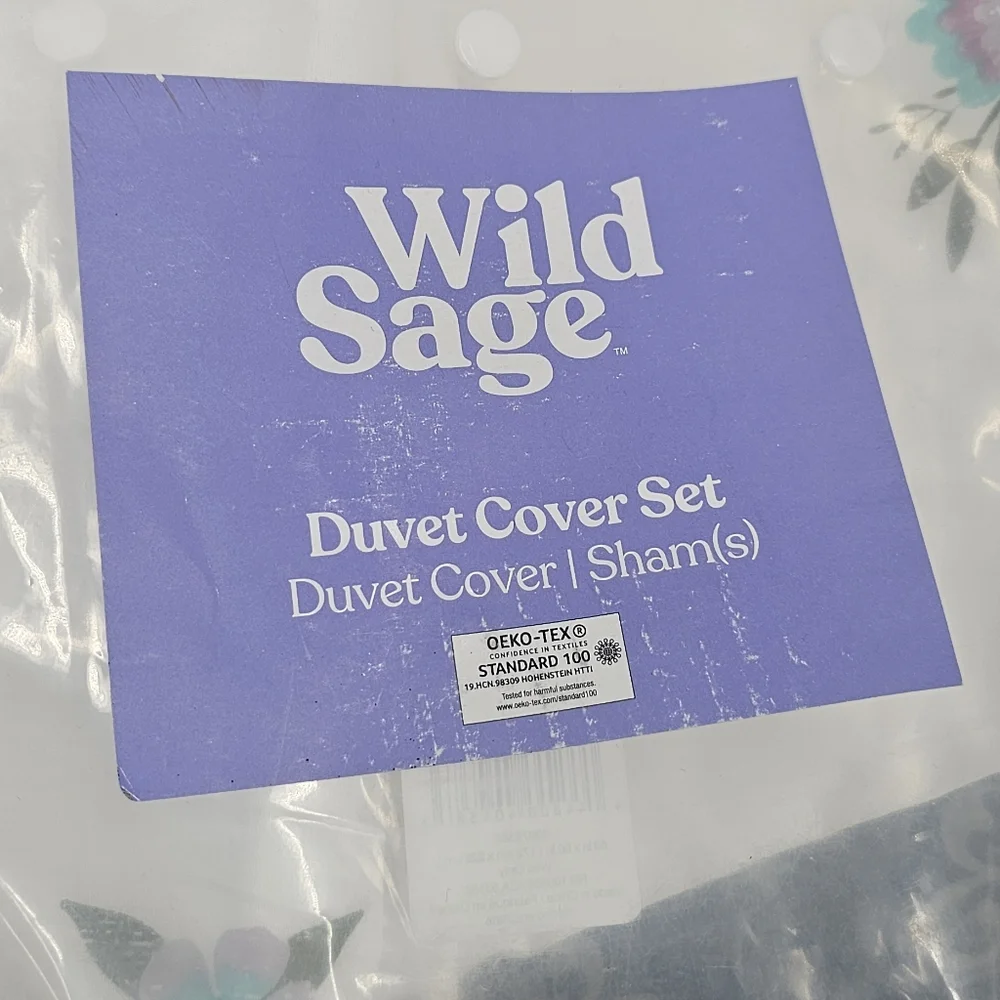 Wild Sage Twin Duvet Cover Set White Floral NWT Size Twin